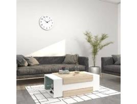 Mesa  Simon (Branco, Sonoma - Aglomerado Revestido a Melamina - 100 x 60 x 35 cm)