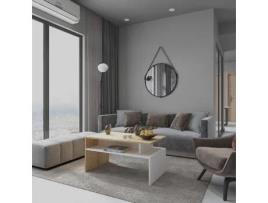 Mesa  Ada (Branco, Carvalho - Placa de Aglomerado de Melamina - 90 x 50 x 43 cm)