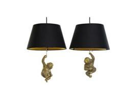 Candeeiro de teto  Dourado Resina 220 V 50 W Macaco (35.5 x 35.5 x 51 cm) (2 pcs)