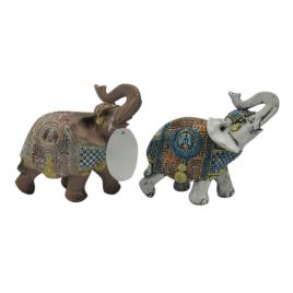 Figura Decorativa DKD Home Decor Resina Elefante (2 pcs) (14.5 x 6.5 x 13.5 cm)