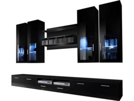 Conjunto de Móveis de TV  Acosta (Preto - 300x45,6x190 cm)