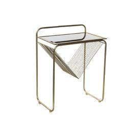 Mesa de apoio  Cristal Preto Dourado Metal (48 x 30 x 63 cm)