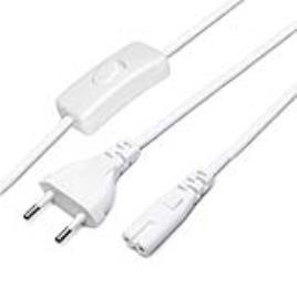 Cabo de alimentação com interruptor 2 x 075mm ficha eu-c7 15m. branco