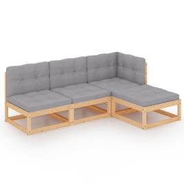 Conjunto de Jardim  com Almofadas (Castanho - Madeira - 70x70x67 cm)