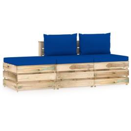 Conjunto de Jardim  com Almofadas (Azul - Madeira - 60x70x66 cm)