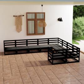 vidaXL 9 pcs conjunto lounge de jardim pinho sólido