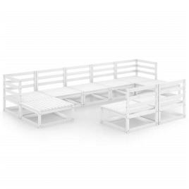 Conjunto de Jardim  9 Peças (Branco - Madeira - 70x70x67 cm)