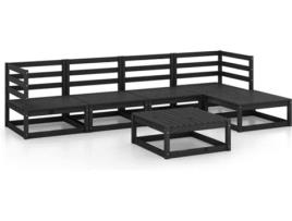 Conjunto de Jardim  6 Peças (Preto - Madeira - 70x70x67 cm)