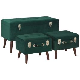 Banco com Arrumação  (Verde - Veludo - 85 x 38 x 47 cm)
