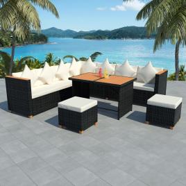 Conjunto de Jardim  Lounge 43001 (Preto - Rattan Vime - 114x60x70 cm - 7 Peças)