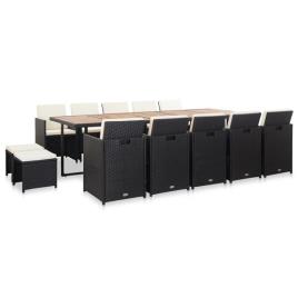 Conjunto de Jantar Exterior  com Almofadas (Preto - Rattan - 282x109x74 cm)