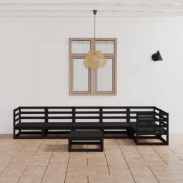 Conjunto de Jardim  7 Peças (Preto - Madeira - 70x70x67 cm)