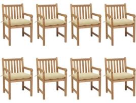 Conjunto 8 Cadeiras de Jardim  com Almofadas (Castanho - Madeira - 58x60x90 cm)