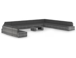 Conjunto de Jardim  com Almofadas (Cinzento - Rattan - 58,5x65,5x52 cm)