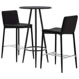 Conjunto de Bar Couro Artificial Castanho 3 pcs