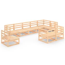 Conjunto Lounge de Jardim Pinho Maciço 9 pcs