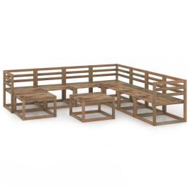 Conjunto de Jardim  com Almofadas e Repousa-pés (Castanho - Madeira - 60x60x36,5 cm)