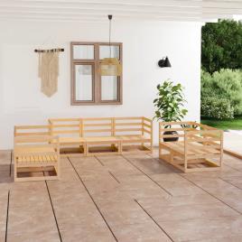 Conjunto de Jardim  7 Peças (Castanho - Madeira - 70x70x67 cm)