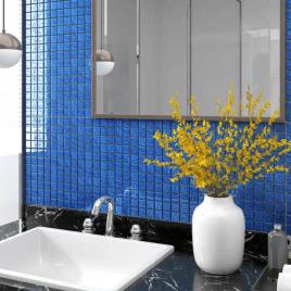 Ladrilho de Mosaico  (Azul - Vidro - 30x30 cm - 22 Peças)