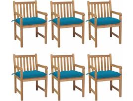 Conjunto 6 Cadeiras de Jardim  com Almofadas (Castanho - Madeira - 58x60x90 cm)