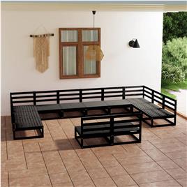 Conjunto de Jardim  12 Peças (Preto - Madeira - 70x70x67 cm)