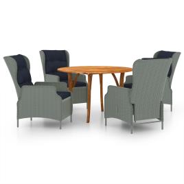 vidaXL 5 pcs conjunto de jantar para jardim cinzento-claro
