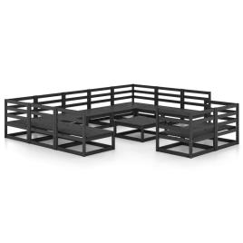 Conjunto de Jardim  12 Peças (Preto - Madeira - 70x70x67 cm)