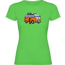Camiseta De Manga Curta Hippie Van Snowboard S Light Green