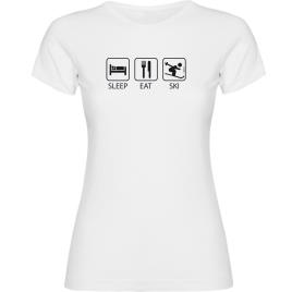 Kruskis Camiseta De Manga Curta Sleep Eat And Ski S White