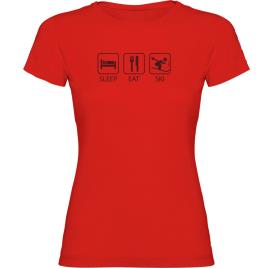 Kruskis Camiseta De Manga Curta Sleep Eat And Ski S Red