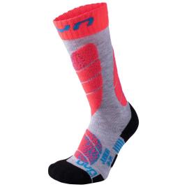 Meias Ski EU 35-38 Light Grey / Coral Fluo