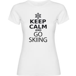 Camiseta De Manga Curta Keep Calm And Go Skiing XL White