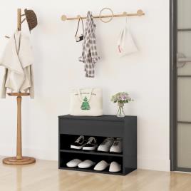 Sapateira  com Banco (Cinzento - Aglomerado de Madeira - 60x30x45 cm)