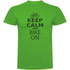 Camiseta De Manga Curta Keep Calm And Bike On S Green