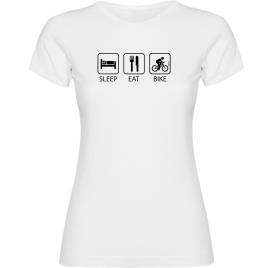 Camiseta De Manga Curta Sleep Eat And Bike M White
