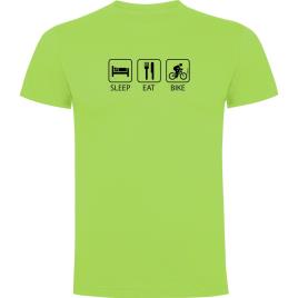 Camiseta De Manga Curta Sleep Eat And Bike M Light Green