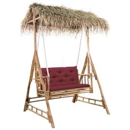 Cadeira de Baloiço de Jardim  com Almofadas (Castanho - Bambu - 135x99x202 cm)