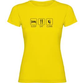 Camiseta De Manga Curta Sleep Eat And Climb L Yellow
