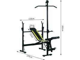 Banco de Musculação HOMCOM A91-034 (Preto - Peso Máx: 200 Kg - 175x110x202cm - Aço)
