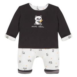 Ens Reversible Panda Ludique 9 Months Charcoal Grey