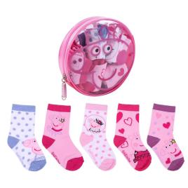 Meias Peppa Pig 5 Pares EU 15-16 White / Pink / Purple