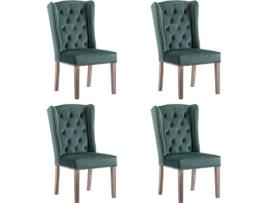 Conjunto 4 Cadeiras de Jantar VIDAXL 3055854 (Verde - Tecido - 55 x 69 x 108.5 cm)