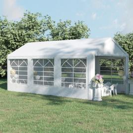 Outsunny Pérgola para Jardim 6x3m Pérgola de Jardim com 4 Painéis Laterais 2 Portas Enroláveis e 6 Janelas Proteção UV para Exterior Eventos Casamentos Branco