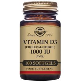 Vitamina D3 (Óleo de Fígado de Peixe e Colecalciferol) Solgar 1000 iu (100 Cápsulas)