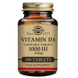 Vitamina D3 (Colecalciferol) Solgar 1000 iu (100 comprimidos)