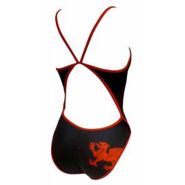 Turbo Maiô De Alça Fina Wales Dragon 12-24 Months Black / Red