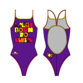 Maiô De Alça Fina Was Born To Swim 7-8 Years Violet