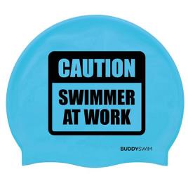 Touca Natação Caution Swimmer At Work Silicone One Size Blue