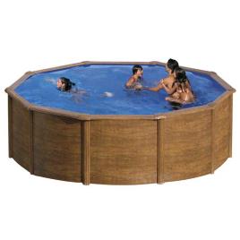 Gre Pools Piscina Aspecto Madeira De Aço Sicilia 460 x 120 cm Brown / Blue