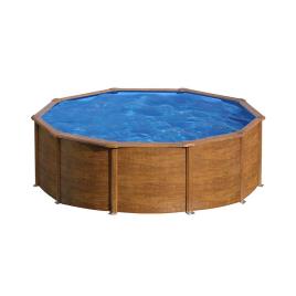 Gre Pools Pacific Steel Wood Aspect Pool 460x120 Cm Ø 460 x 120 cm Brown / Blue